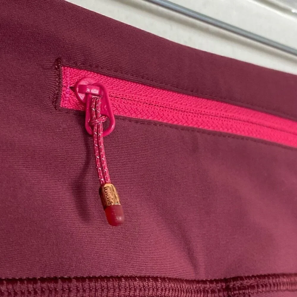 Lululemon Tight Stuff Burgundy Wine Berry Bon Bon Capri Length Leggings Size 6